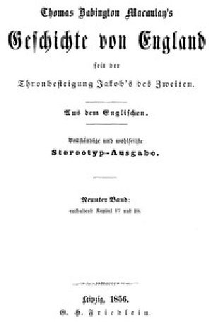 [Gutenberg 47153] • Geschichte von England seit der Thronbesteigung Jakob's des Zweiten. Neunter Band: enthaltend Kapitel 17 und 18.